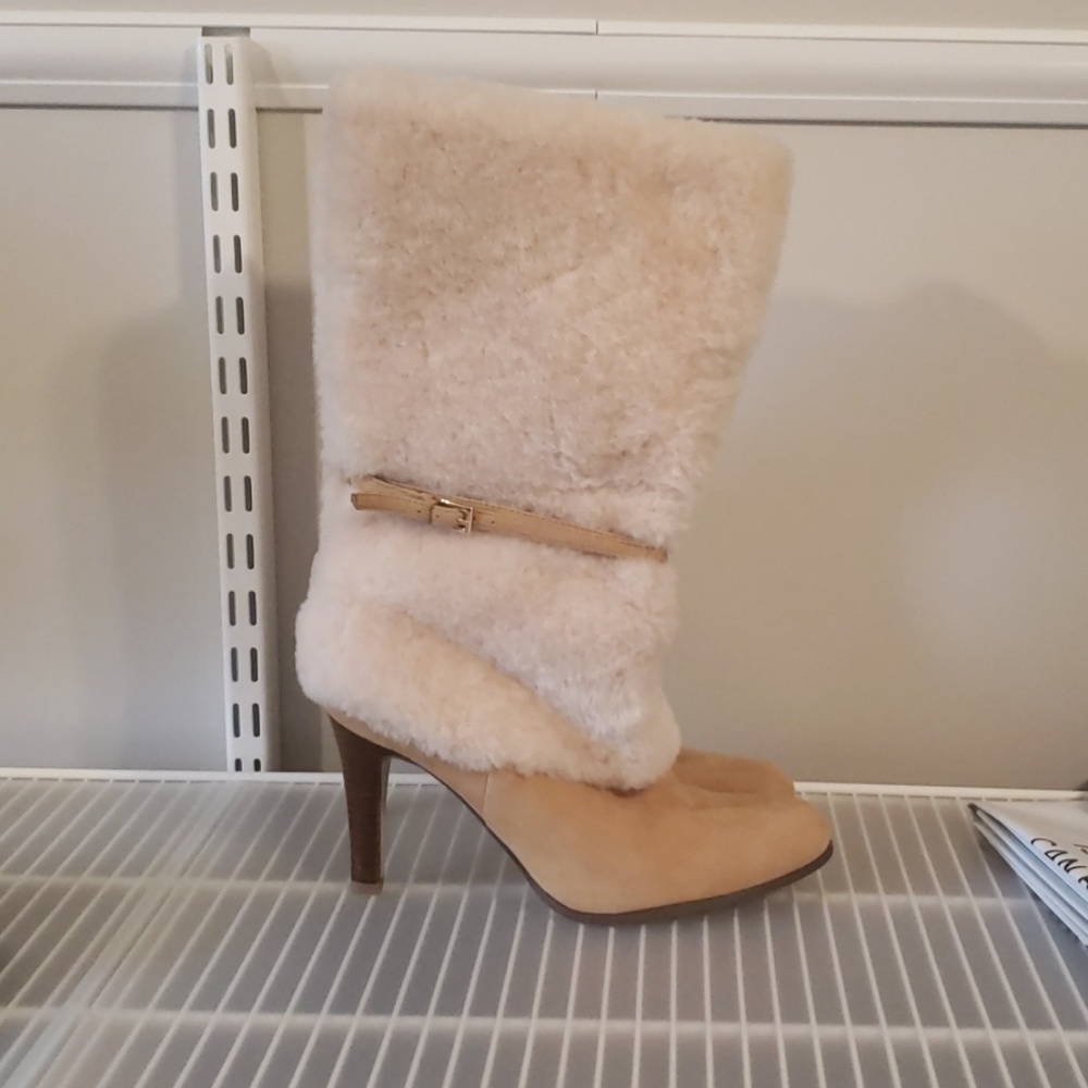 Ralph Lauren faux fur & suede heeled boots